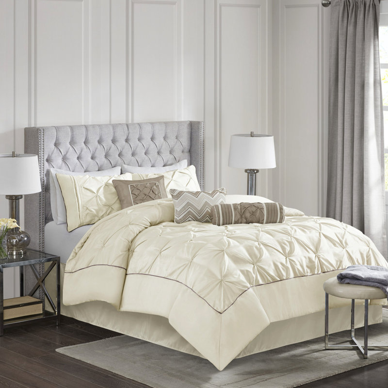 Ensemble de couette 7 pièces pour lit King - avec garniture, taies d'oreiller et couvre-lit