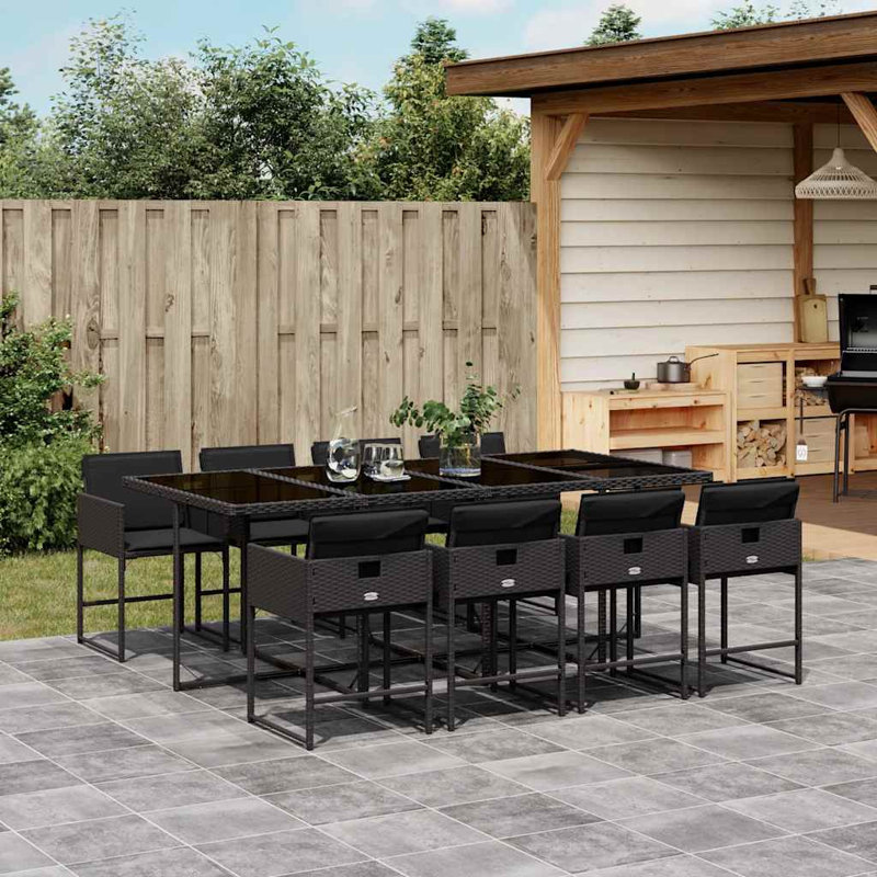 Patio Dining Set with, Black, Black