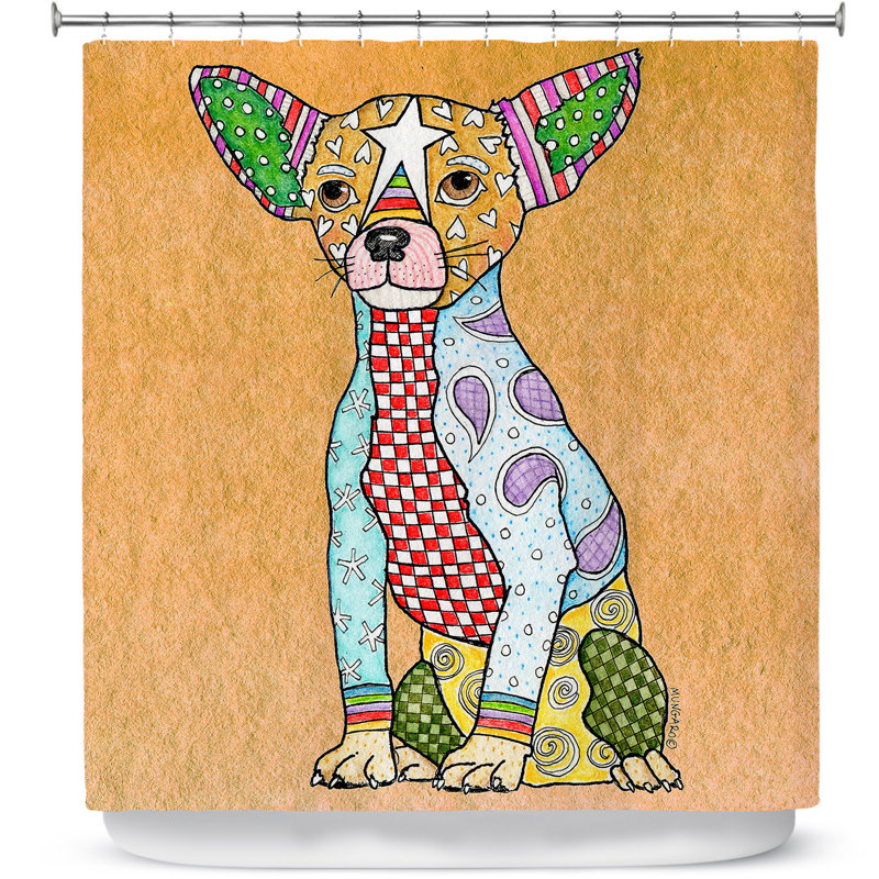 Rideau de douche simple chihuahua dog, Brun