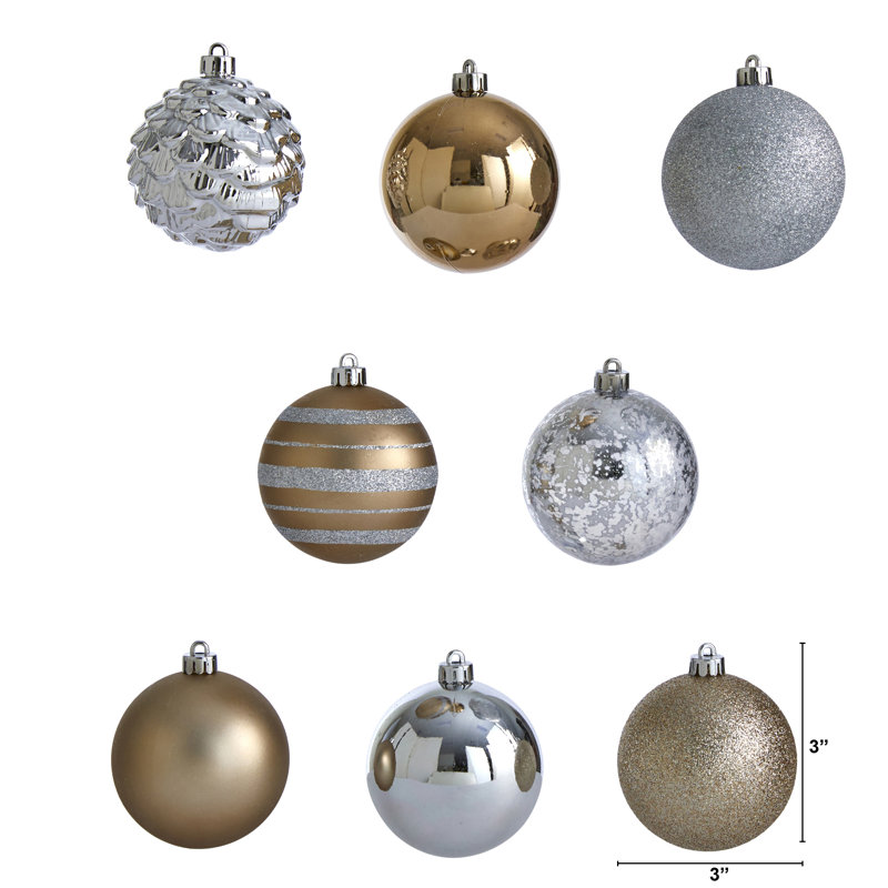 Ensemble d'ornement boule 64 pièces, Argent