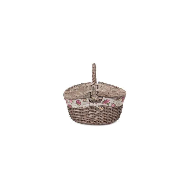 Wicker Small Double Lidded Picnic Basket with Lining