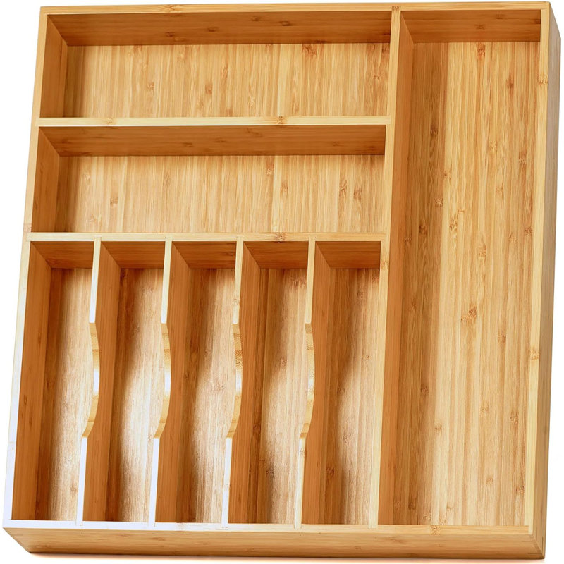 Large Bamboo Kitchen Drawer Organizer – 19"x19"