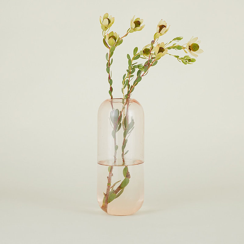 Aurora Handmade Glass Table Vase, 12.5" H x 5" W x 5" D, Blush