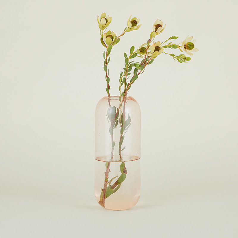 Aurora Handmade Glass Table Vase, Blush, 12.5" H x 5" W x 5" D
