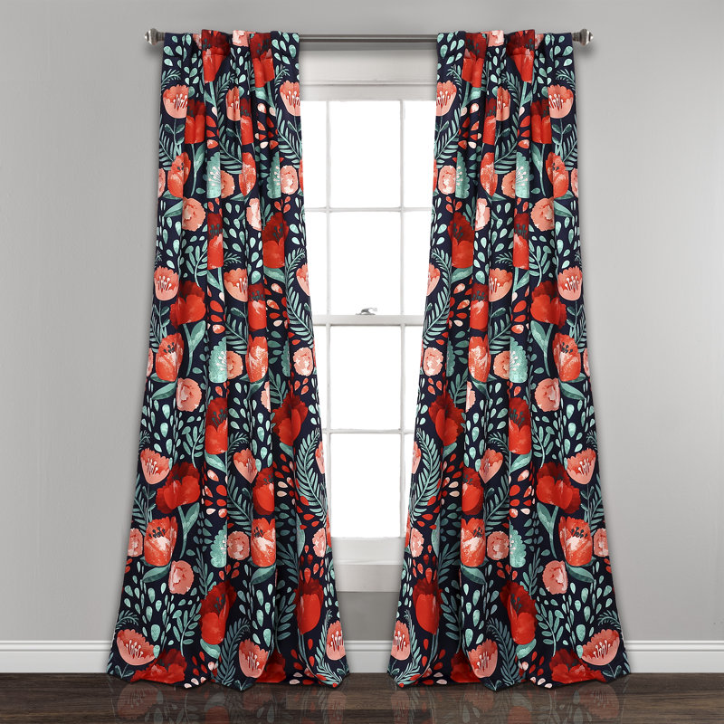 Room Darkening Curtain Pair, 52" W x 95" L, Navy