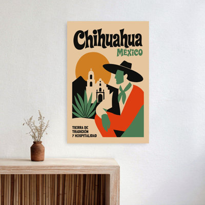 Chihuahua Mexico Vaquero Retro Traditional Vintage Landscape Plant Wall Art Print 1 Piece Wrapped Canvas Wall Art