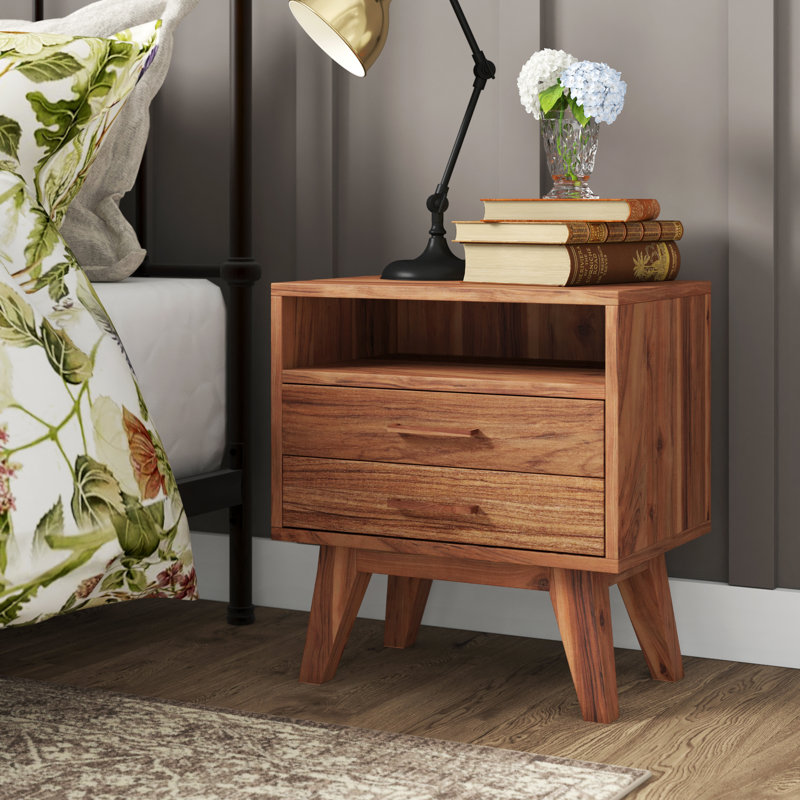 Oslo 48cm W Solid Wood Bedside Table