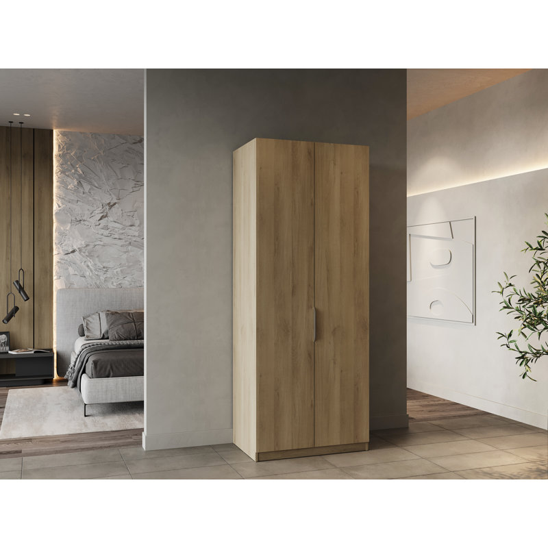 Novaly 2 Door Manufactured Wood Wardrobe, Brown, 203cm H x 79.4cm W x 51.1cm D