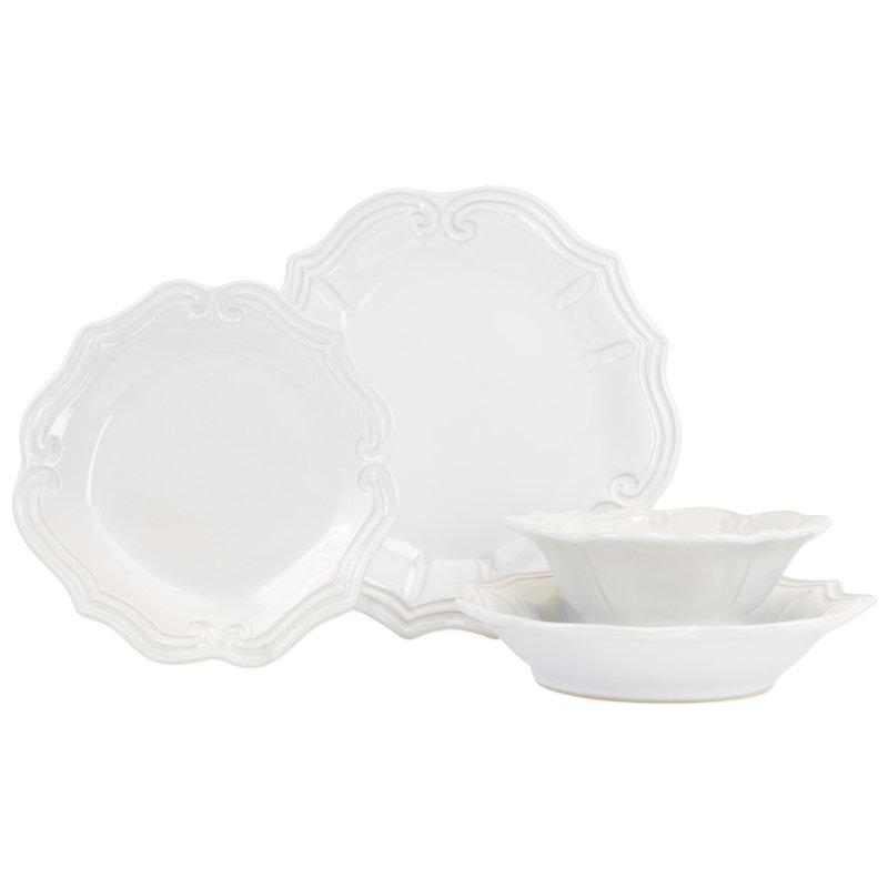 Incanto Stone Handmade Stoneware Dinnerware Set, White