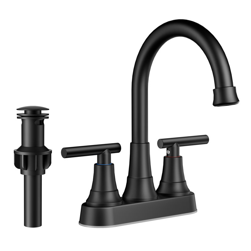 Centerset Bathroom Faucet With Drain Assembly, 2-handle Bathroom Sink Faucet, Matte Black