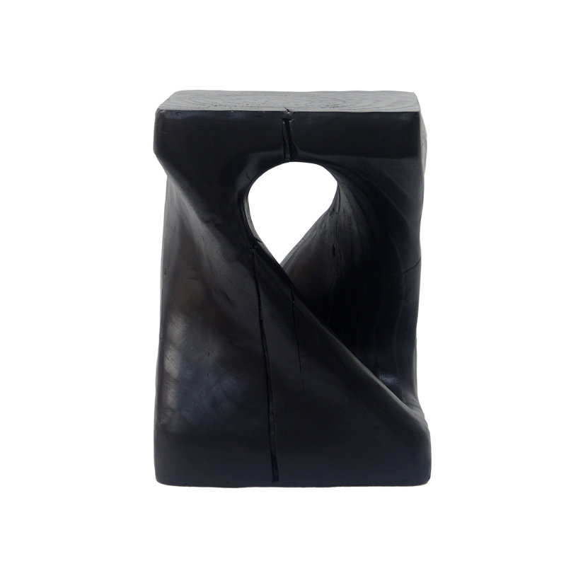 Table d'appoint MGO Twist Shape, texture semblable au bois, couleur noire