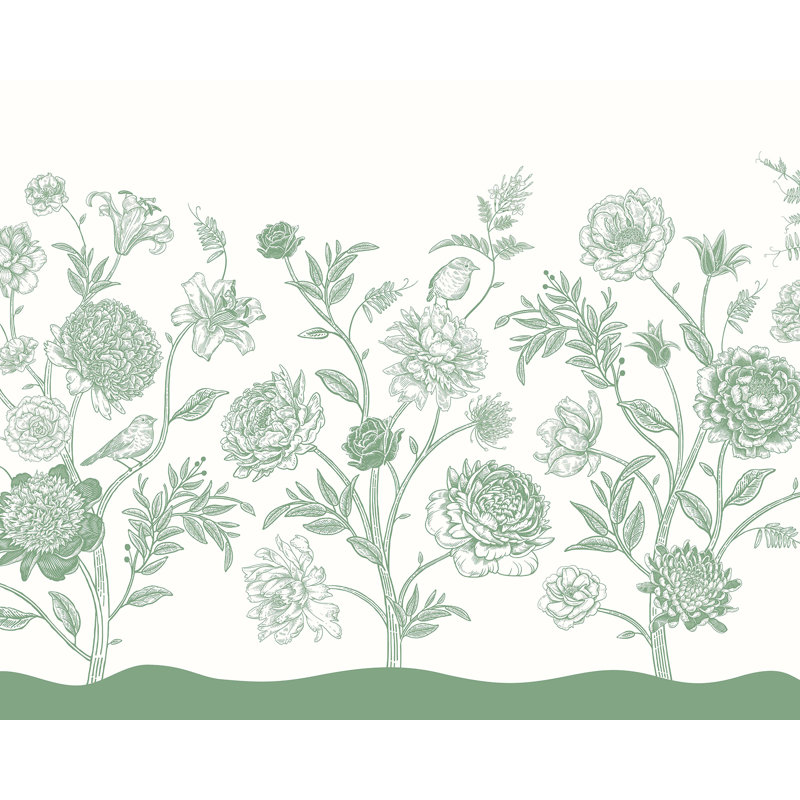 Murale verte Jacobean Rose Trail, Vert