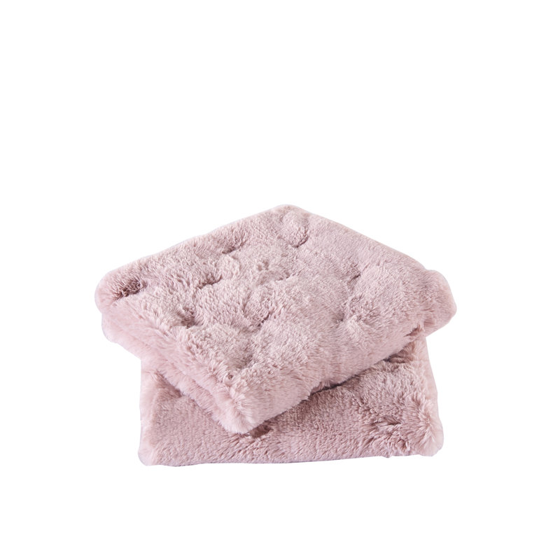 Jacquard Rabbit Faux Fur Pillow Cover, 20'' x 20'', Pink