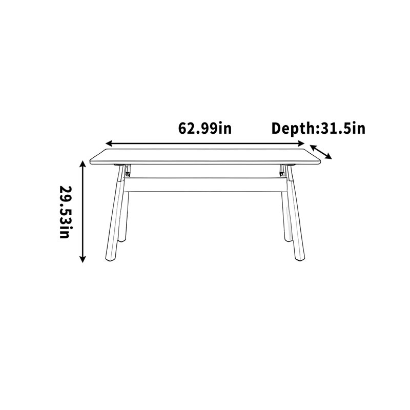 Solid wood black rectangular desk for slate board, 29.53" H x 62.99" W x 31.5" D