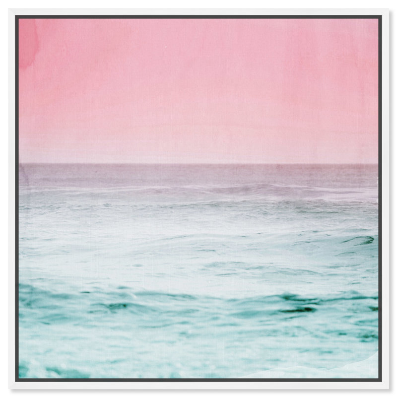 «Nautical and Coastal Dream Ocean View, Coastal Pink», impression, Cadre flottant blanc, H 24 po x l 24 po