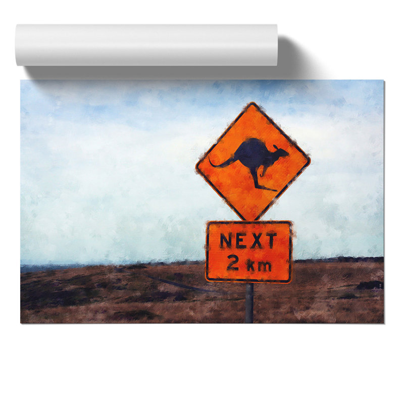 Kangaroo Sign - No Frame Print, 21cm H x 30cm W x 0.1cm D