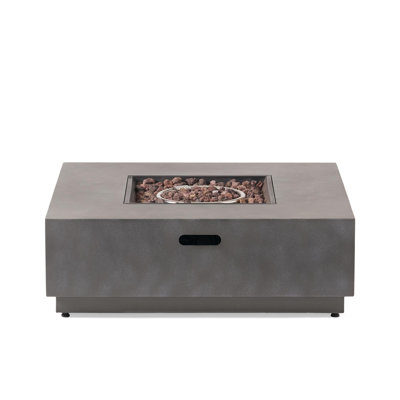 39" Outdoor Iron Square Propane Fire Pit, Tank Inside- 50,000 BTU