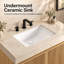 Meuble-lavabo simple LULA de 76 cm (30 po) d'aspect bois avec comptoir en pierre frittée couleur crème veinée or-136845789