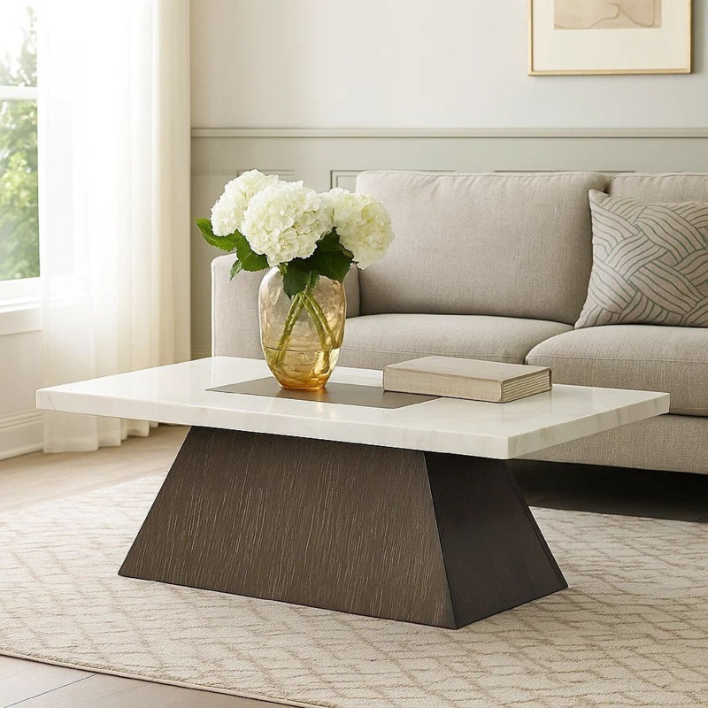 Table basse Asten, base piédestal brun noyer 48 pouces