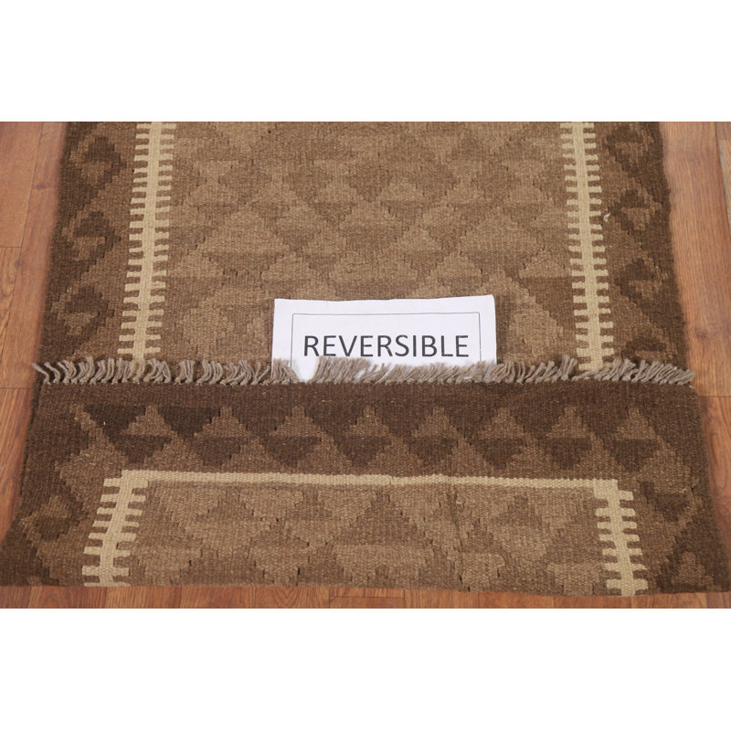 Brown Wool Kilim Oriental Area Rug 3x4