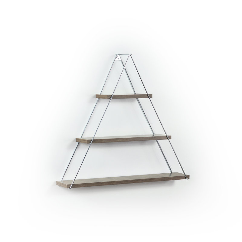 Bibliothèque rustique décorative - Support mural triangulaire, bois massif noyer / tablette montée pour livres, Noyer