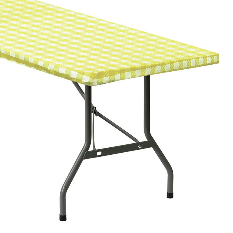 Ladarrin Vinyl Picnic Fited Tablecloth Rectangle, Yellow, 60" L x 30" D