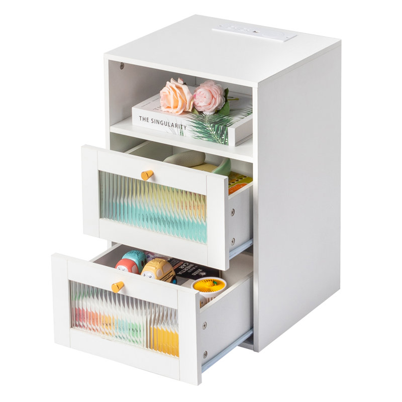 Table de chevet blanche avec USB Jenkinsburg