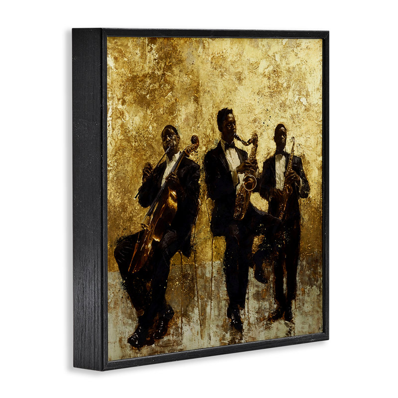 Golden Era Musiciens Abstraction, giclée encadrée, design par Marta Wiley, H 17 po x l 17 po, Giclée encadrée noir minuit