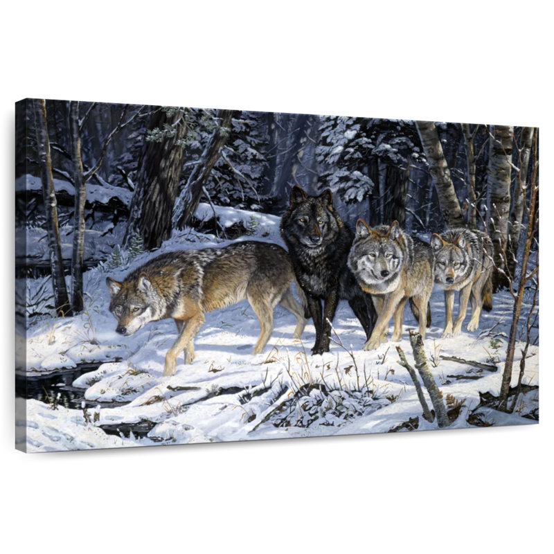 On The Night Trail - Loups, H 32 po x l 48 po