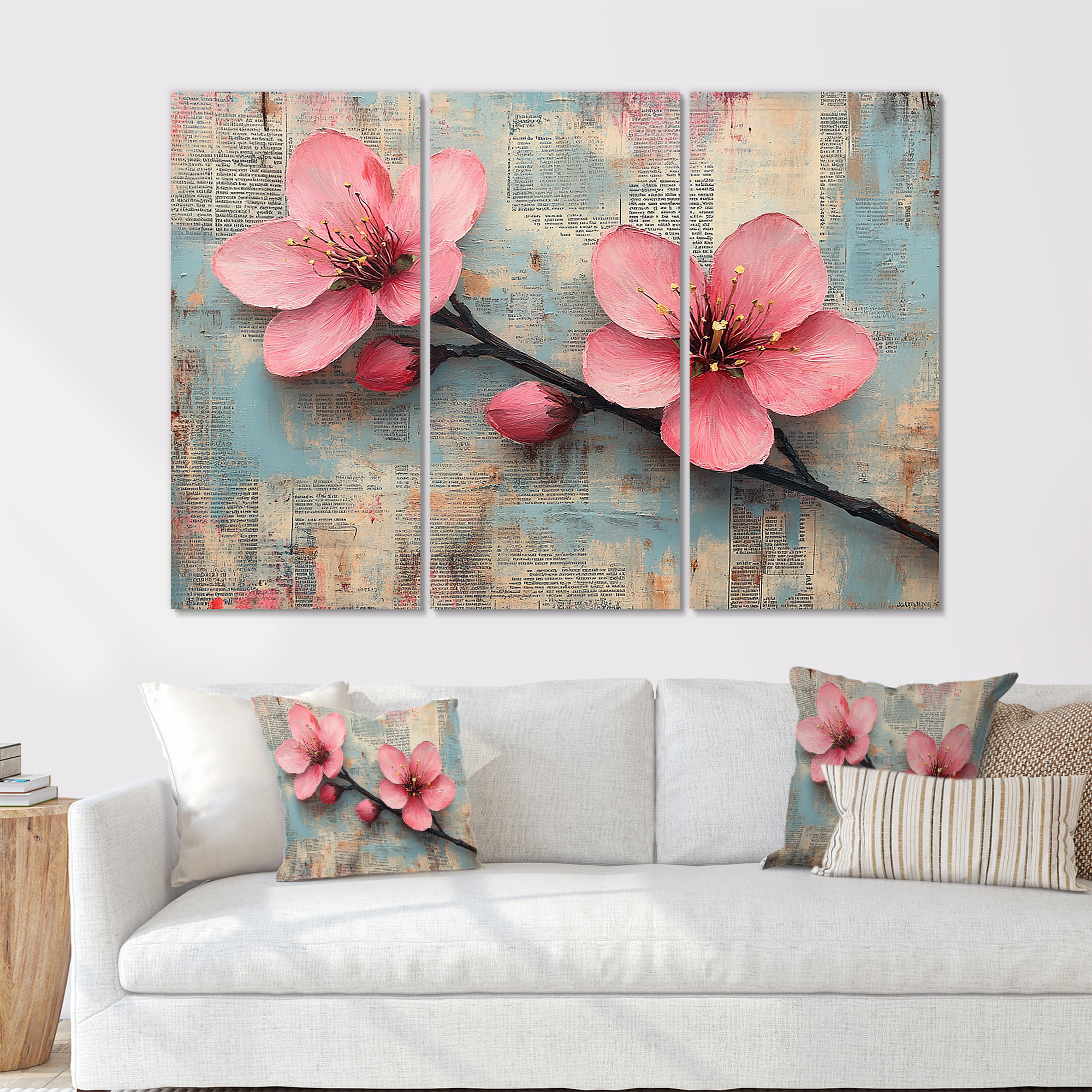 Lark Manor™ Cherry Blossom In Pink And Gold Tones - Cherry Blossom Wall ...