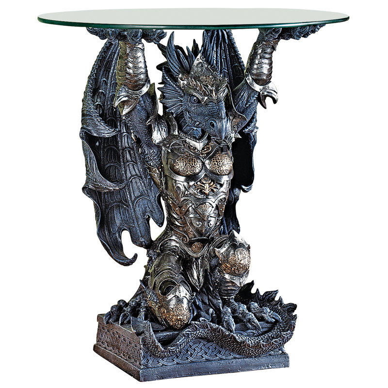 Warrior Dragon Figurine End Table