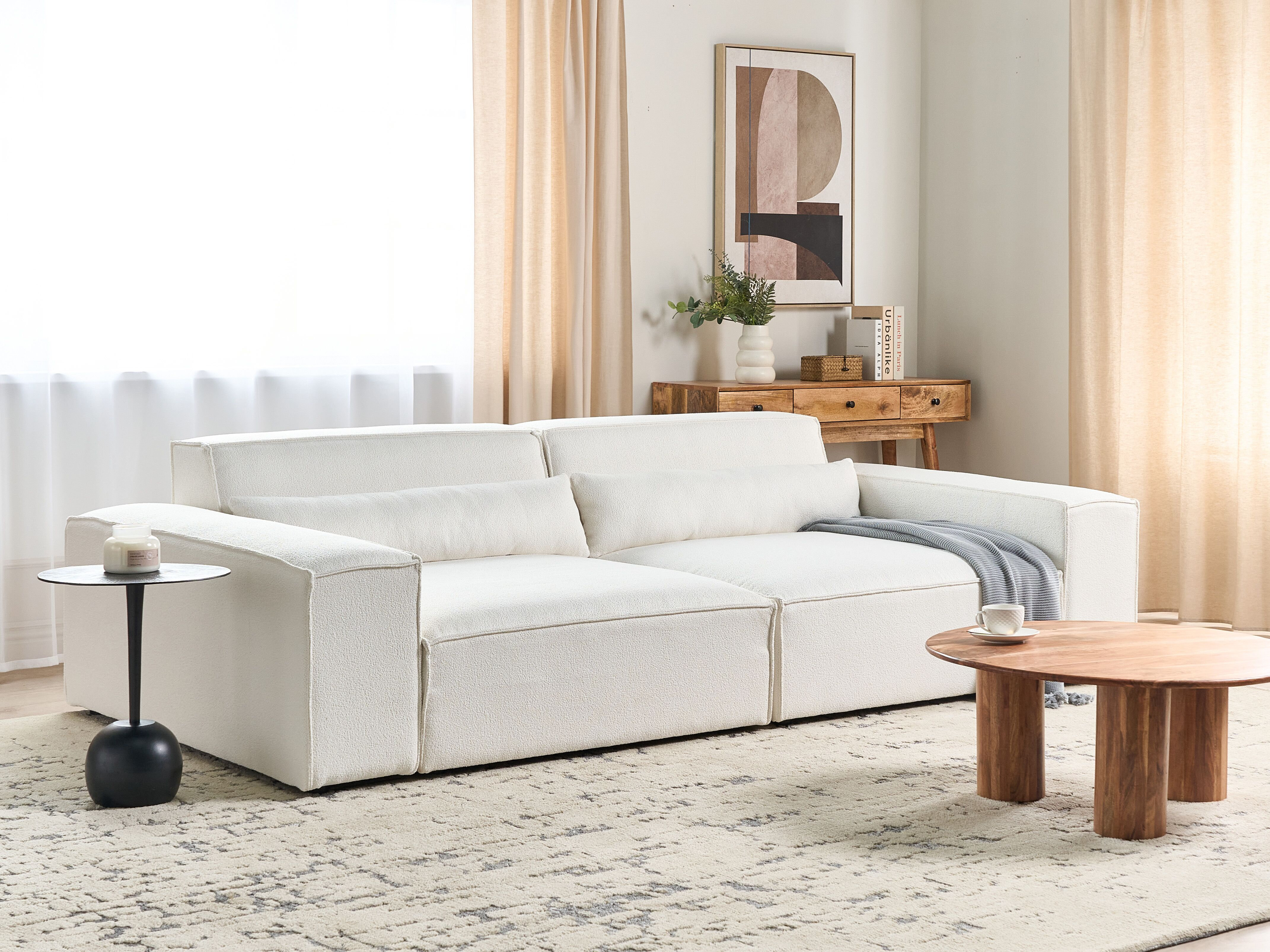 Ebern Designs 2 Seater Modular Boucle Sofa White Netanya | Wayfair.co.uk
