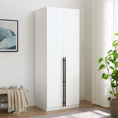 Lee Freestanding Wardrobe Closet with 1 Hanging Rod, 3 Shoe Shelves, and 1 Basic Shelf by Manhattan Comfort