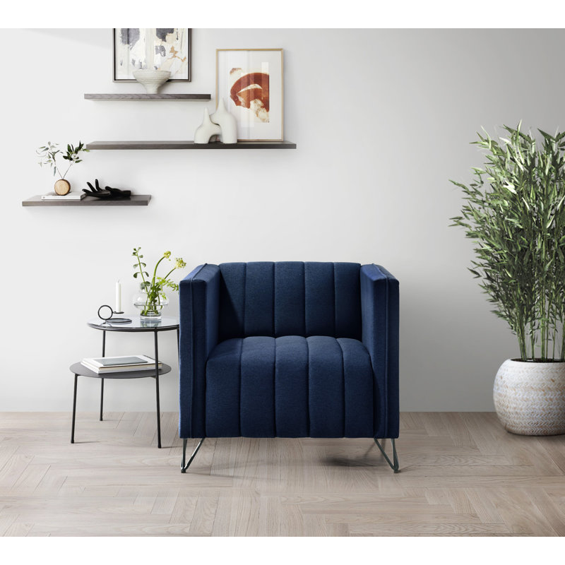 Chylee Square Arm Chair, Blue Linen 