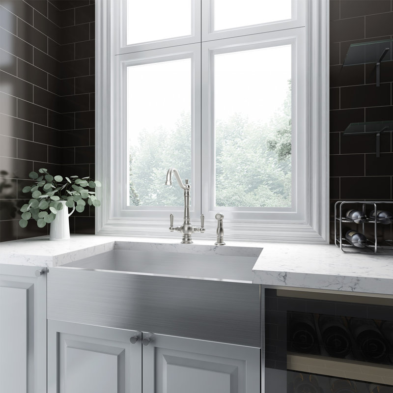 Central Brass Americana Kitchen Faucet with Side Spray, Brushed Nickel