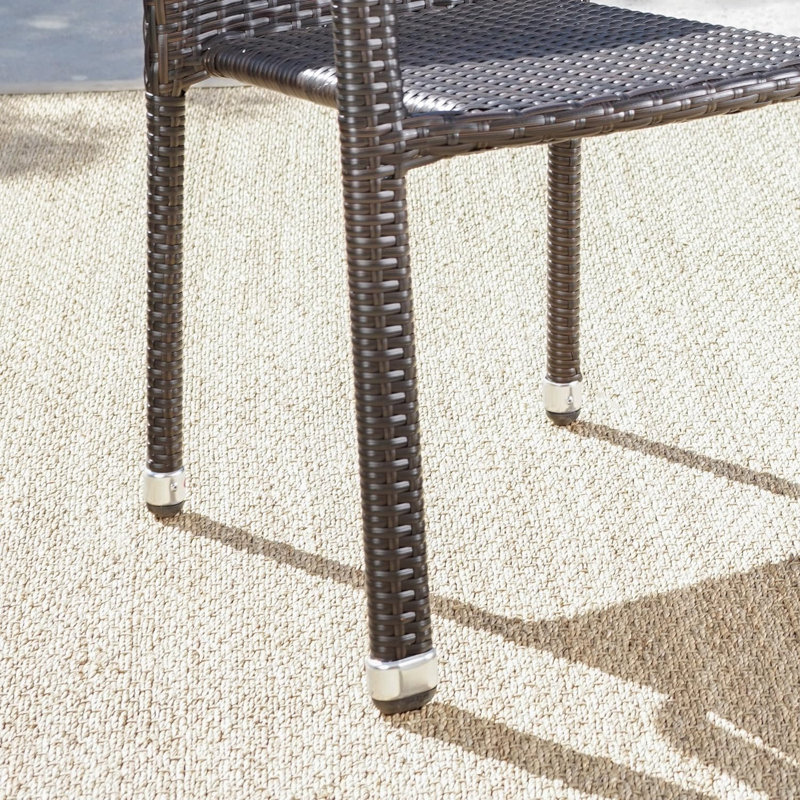 Chaises empilables d'extérieur en osier avec structure en aluminium, ensemble de 2 pièces, multicolores