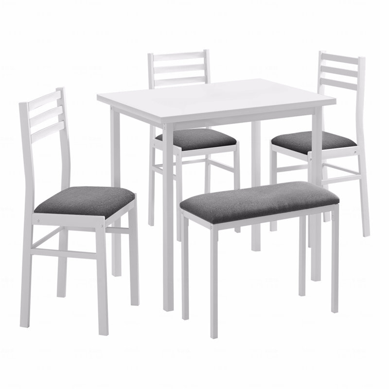 Ensemble repas, 5 pièces, ensemble rectangulaire 40 po, Blanc, Blanc, Blanc