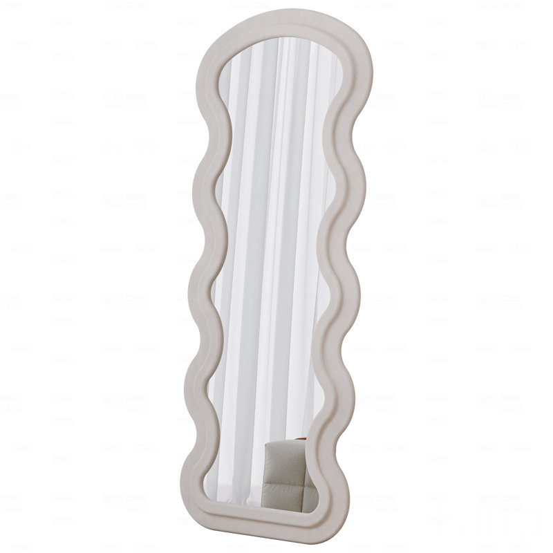 Full Length Wave Floor Mirror For Bedroom Living Room Hanging Or Against The Wall, White