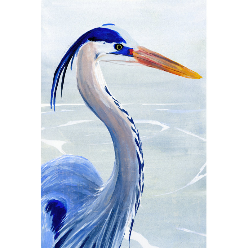 «Great Blue II» par Annie Warren - peinture sur toile tendue, H 18 po x l 12 po