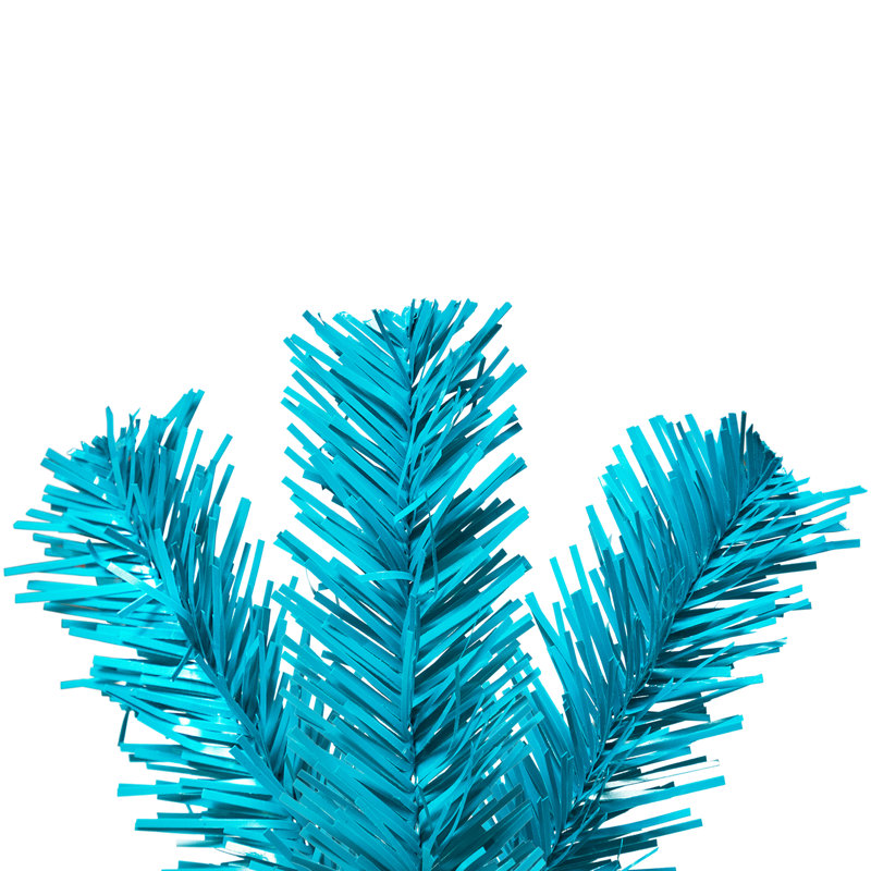 Pre-Lit Medium Artificial Pine Christmas Tree - Turquoise - Clear Lights, 4'