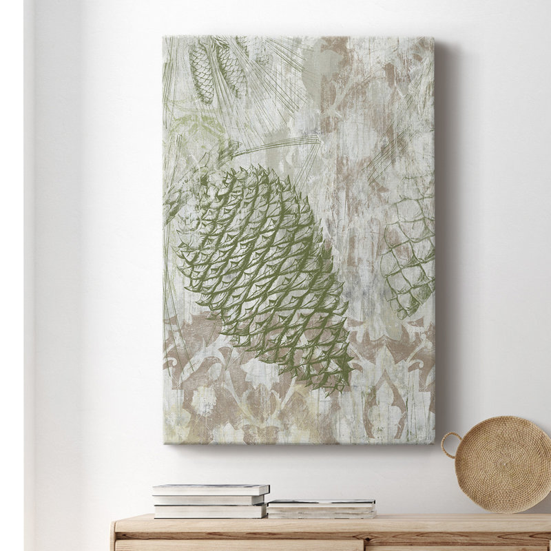 Pinecone Fresco I - peinture sur toile tendue, H 18 po x l 12 po x P 1 po