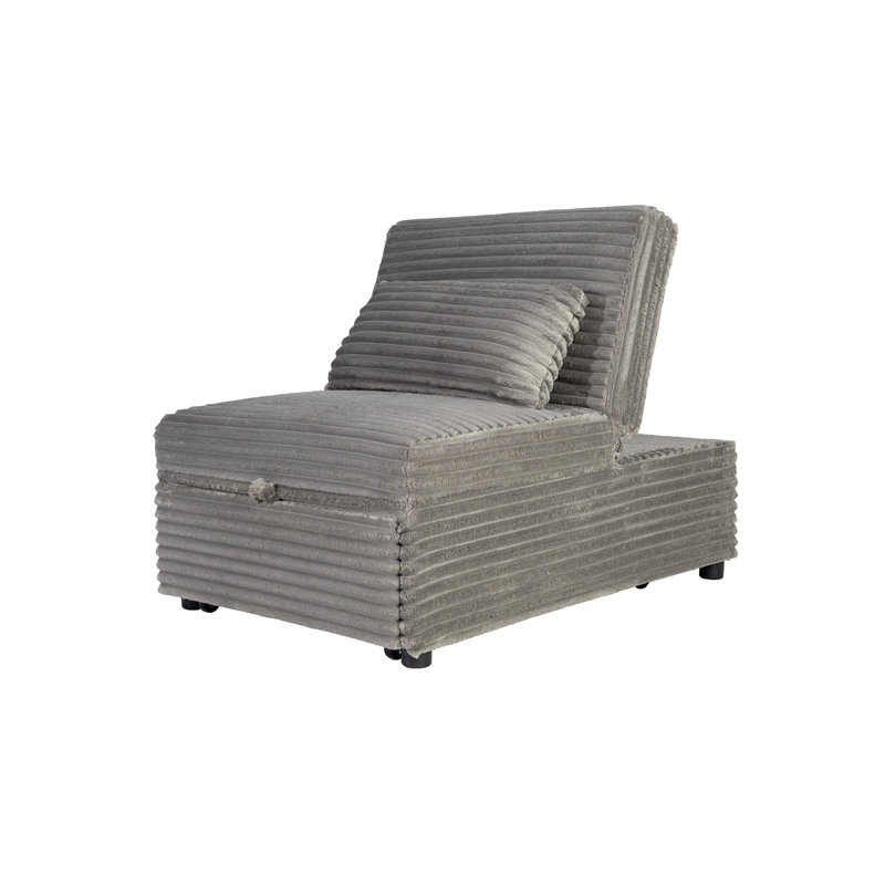 Canapé-lit polyvalent en velours côtelé avec lit escamotable pour tous les espaces, Smoke