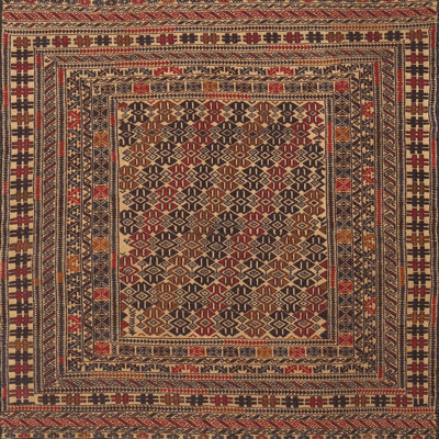 Tapis beige/vert/rouge traditionnel Bugarin