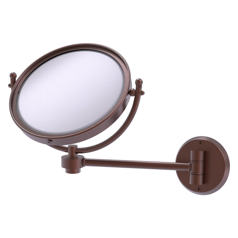 Metal Wall Mirror, Antique Copper, 5x, 10" H x 10" W