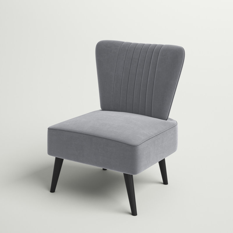 Collin Upholstered Slipper Chair, Danish Grey Velvet