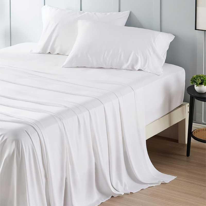 Ensemble de draps - 3 draps en microfibre brossée douce - 2 taies d'oreiller et 1 drap plat. Literie durable de qualité hôtelière.