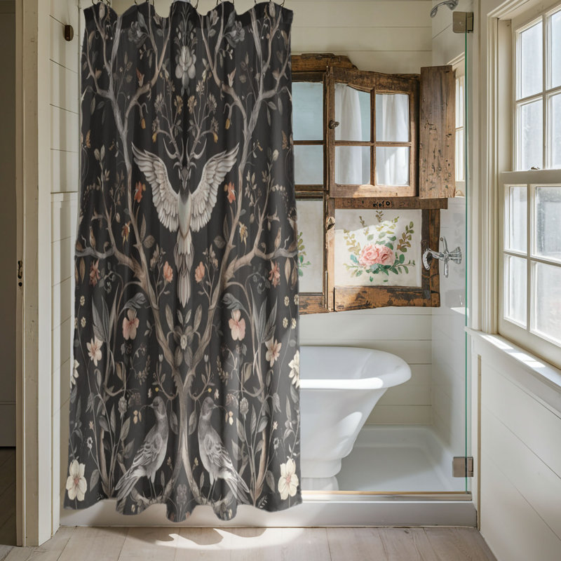 Black Bloom - Premium Shower Curtain, 74"H x 71"W