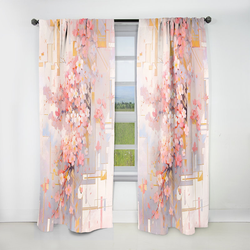 Rayures audacieuses contemporaines Cherry Blossom - Rideau traditionnel - Velours obscurcissant - 1 panneau