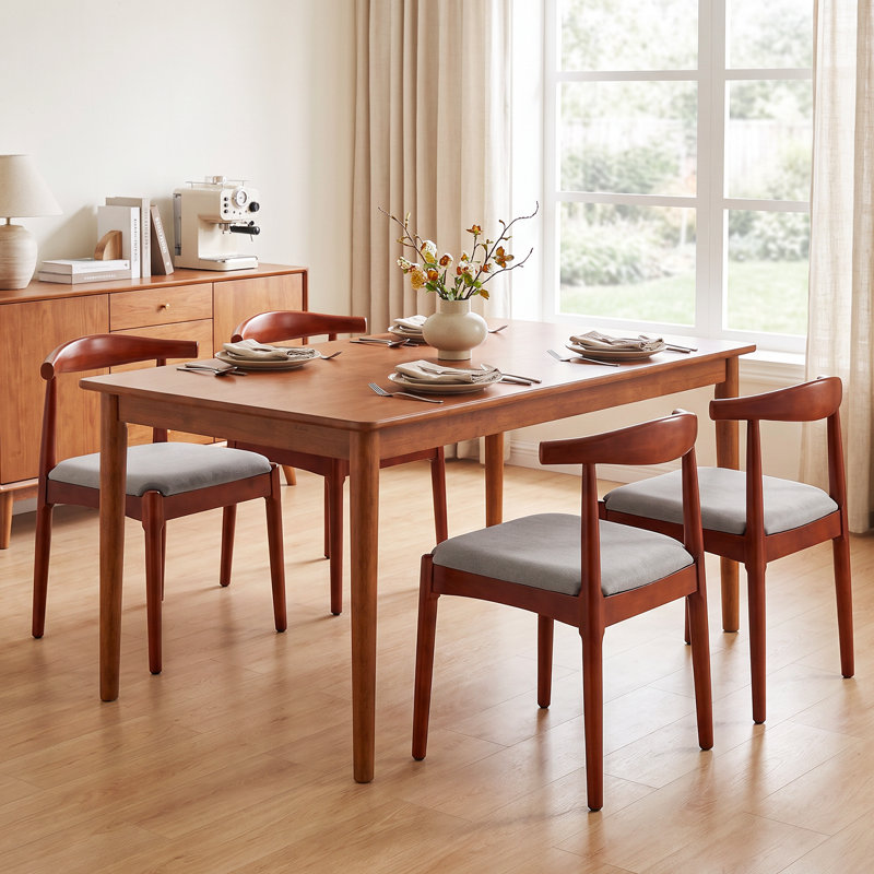 Chaises de salle à manger en bois massif, chaises d'appoint rembourrées sans accoudoirs avec assise rembourrée pour bureau à domicile (lot de 2)