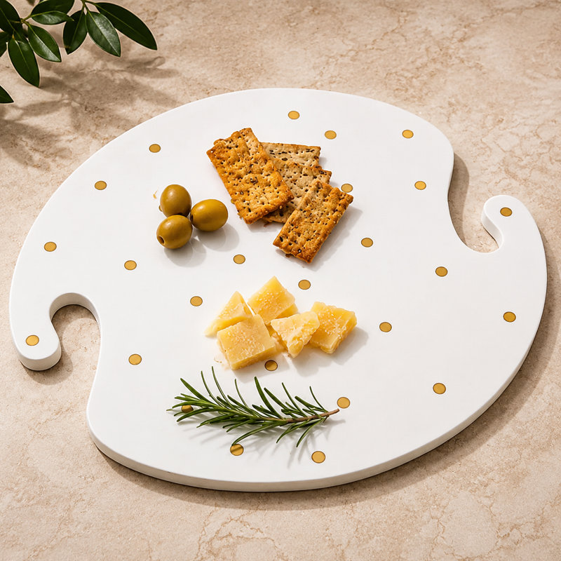 Sitara Handcrafted White Wooden Serving Board